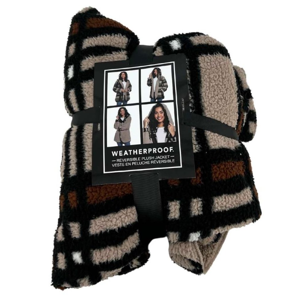 Weatherproof | Women's Reversible Plush Jacket | Tan, Brown and Black | Size S/M